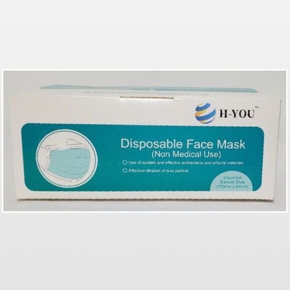 New Unisex 50 Blue & White Disposable Face Masks - Picture 4 of 15